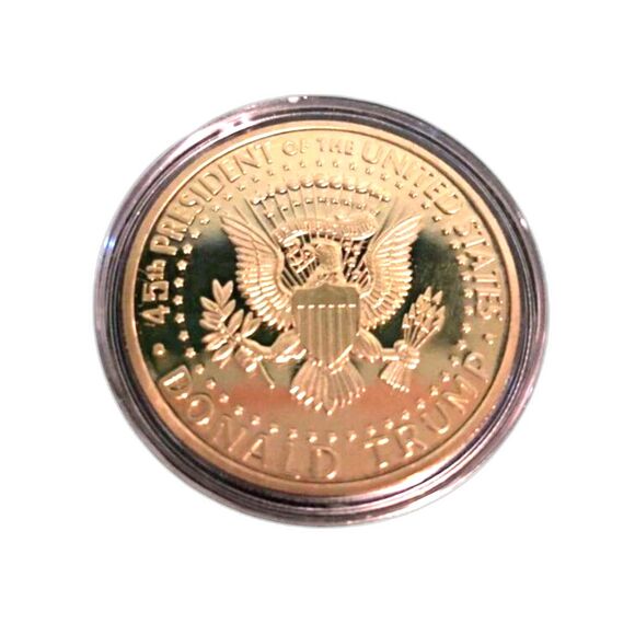Donald Trump 2018 24K Gold Plated Collectible Eagle Coin with Fit Display Case - Picture 2 of 6